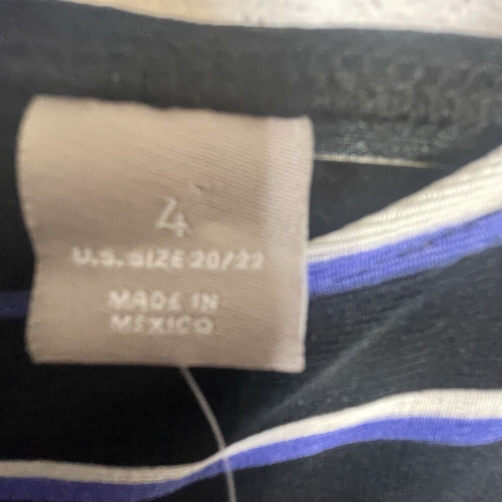 Chico's Travelers Top SZ 4 (20)Black White Striped Slinky Knit Flare Sleeve Boho - Picture 11 of 15